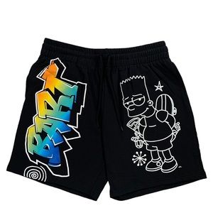 The Simpsons Bart Simpson Graffiti Skateboard Black Sweatshorts Shorts Size XL